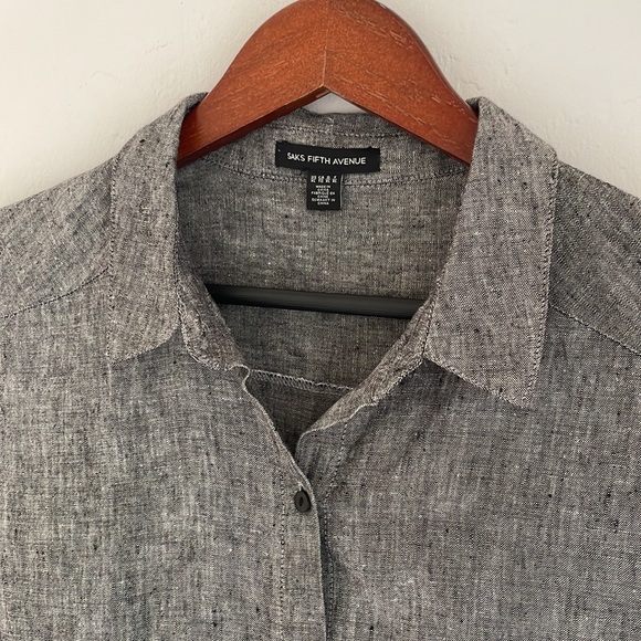 Saks Fifth Avenue Midi Shirt Dress Women’s Sz XL 100% Linen Sleeveless Pockets - Picture 6 of 12